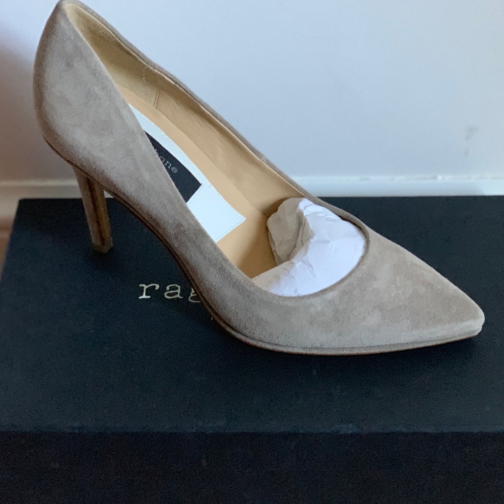 Rag & Bone Elia stone grey suede pumps